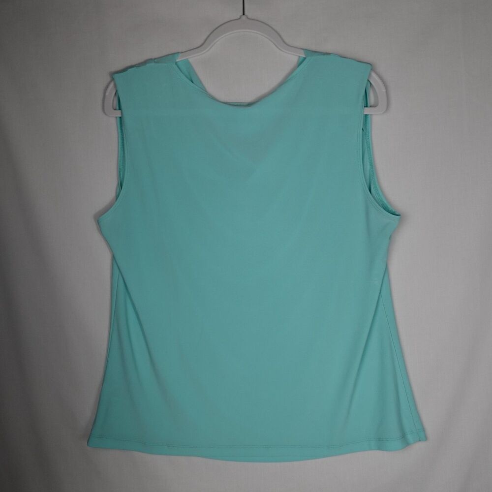 Dressbarn XL Cowl Neck Blouse Aqua Blue Sleeveless Tank Pullover Stretch Career - Picture 8 of 16